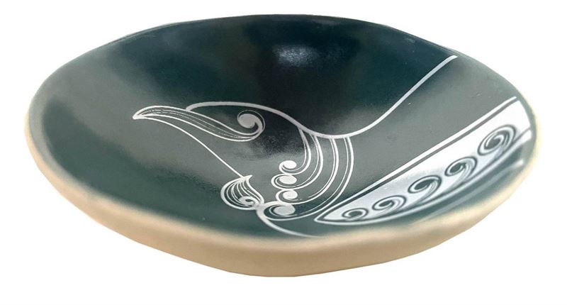Jo Luping Design - Tui White On Teal - 7cm Porcelain Bowl