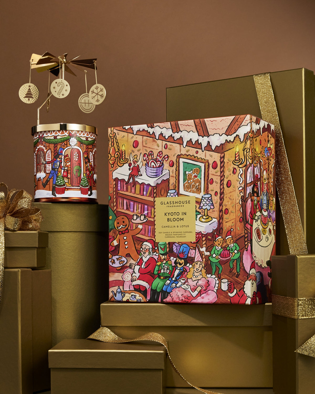 GF 380g Candle with Spinning Carousel Gift Set - Christmas  26 - Kyoto In Bloom