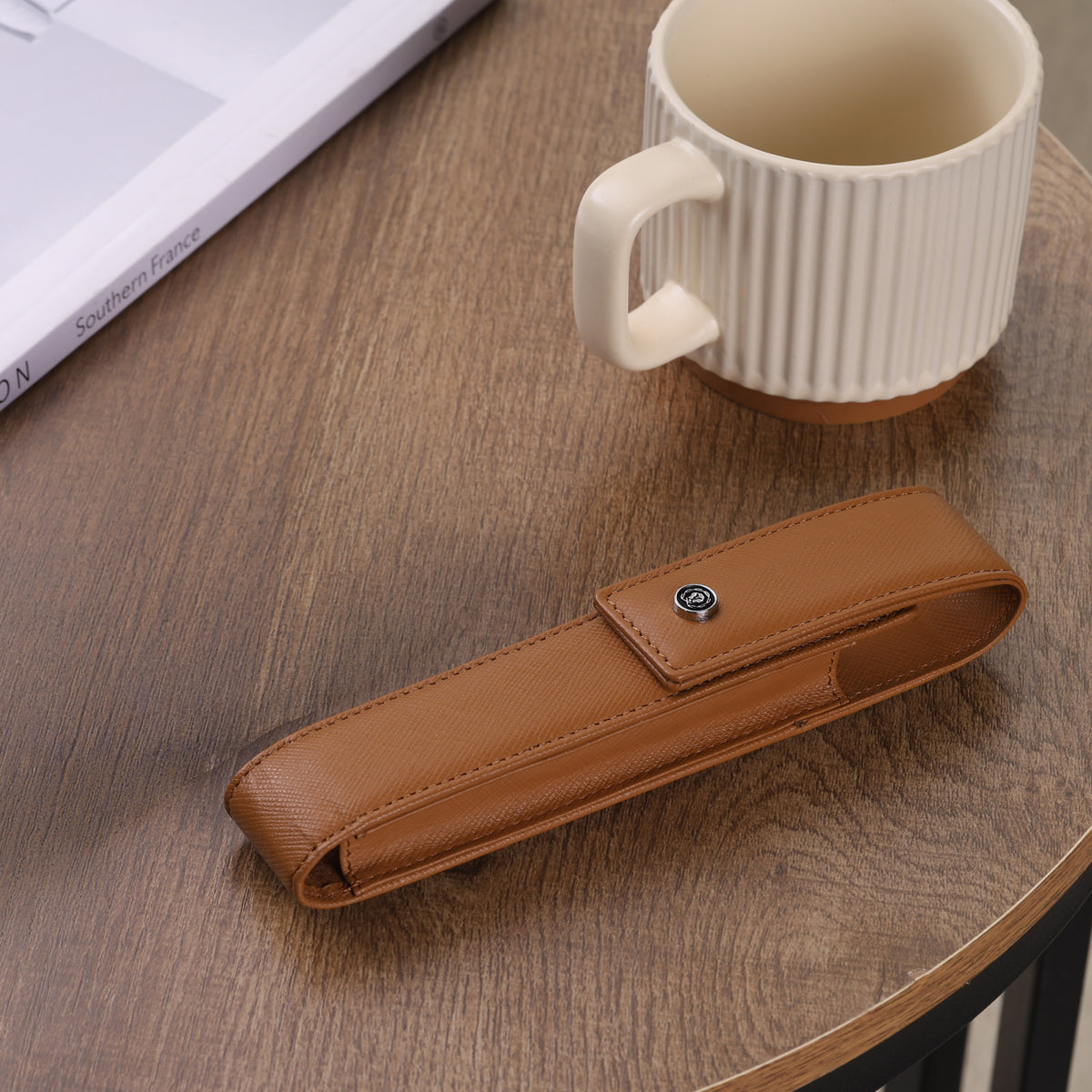 Cross Gift Set - Calais Chrome BP with Mocha Saffiano Leather Smart Tracker Key Chain