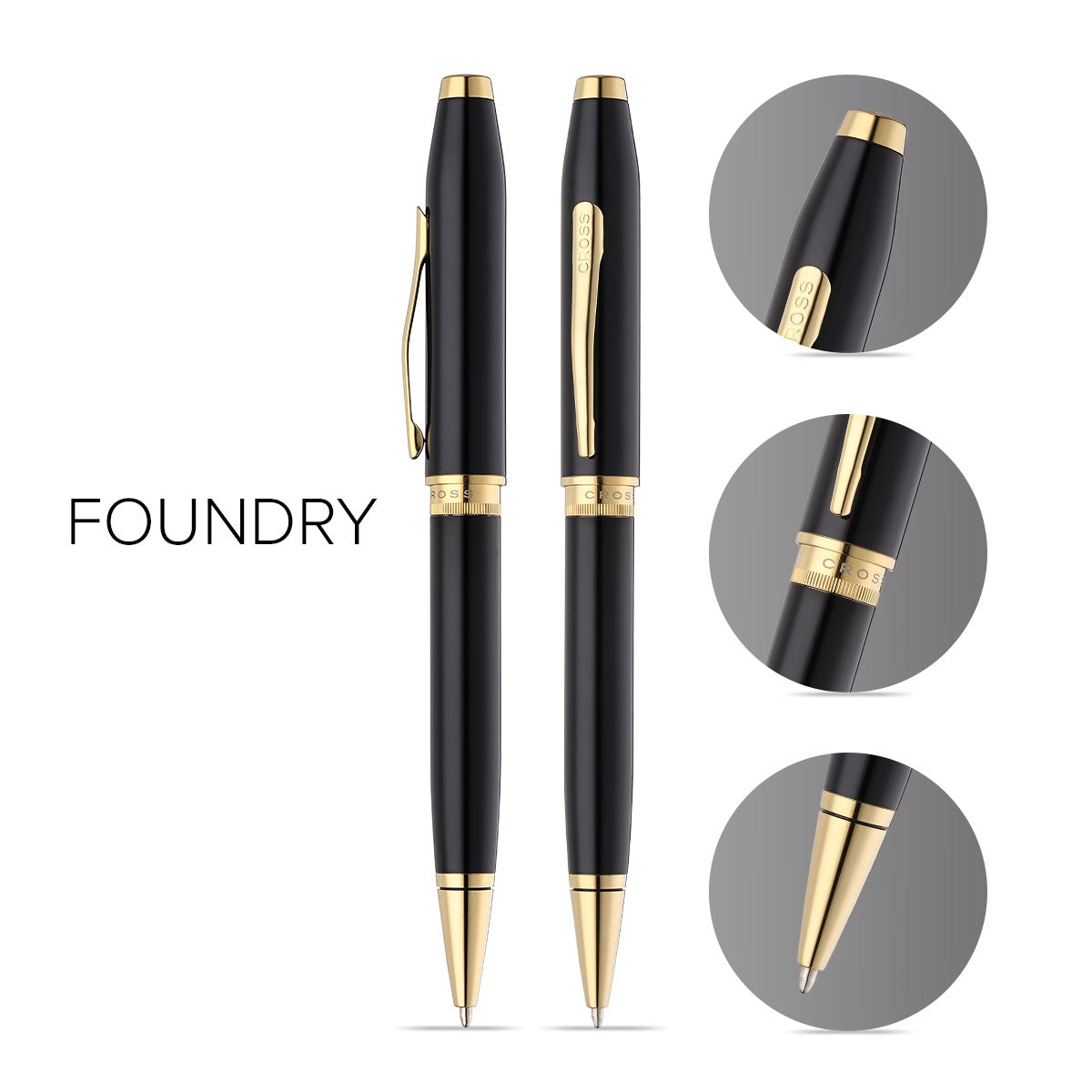 Cross Foundry Black Lacquer w/Gold Trim Ballpoint Pen