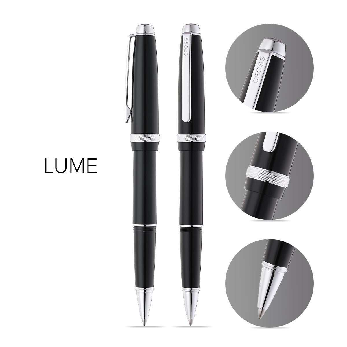 Cross Lume Obsidian Black w/Chrome Trim Rollerball Pen