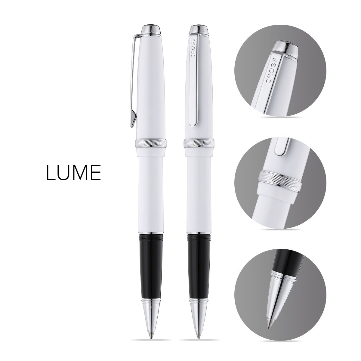 Cross Lume White w/Chrome Trim Ballpoint Pen