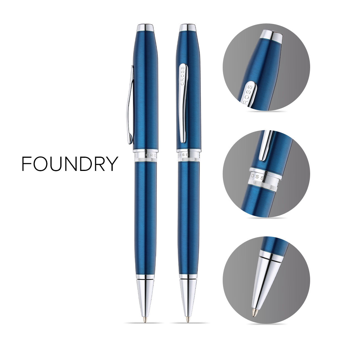 Cross Foundry Blue Lacquer w/Chrome Trim Ballpoint Pen