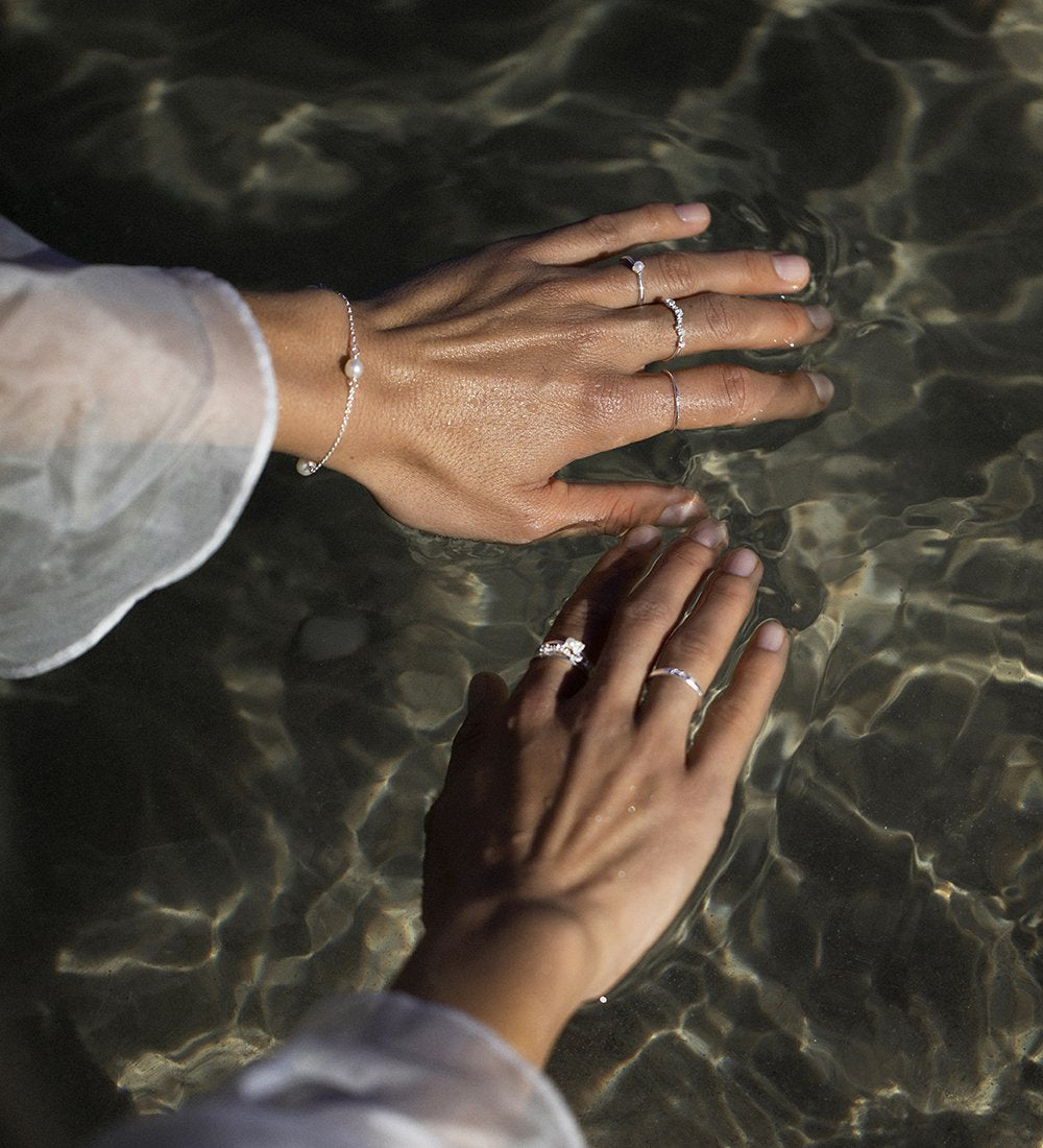 Moon Tide Pearl Bracelet  (Sterling Silver )