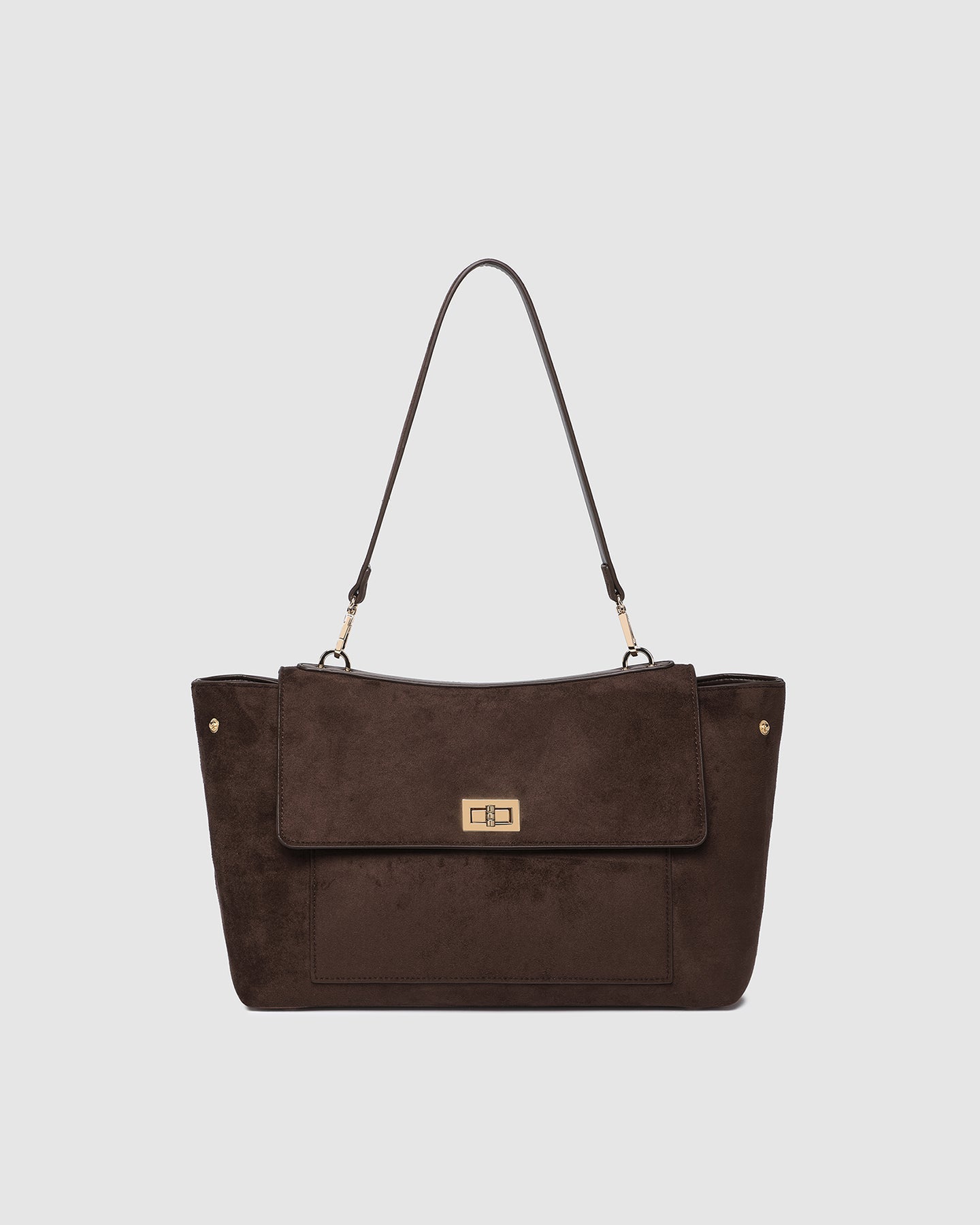 Arden Suedette Shoulder Bag - Chocolate