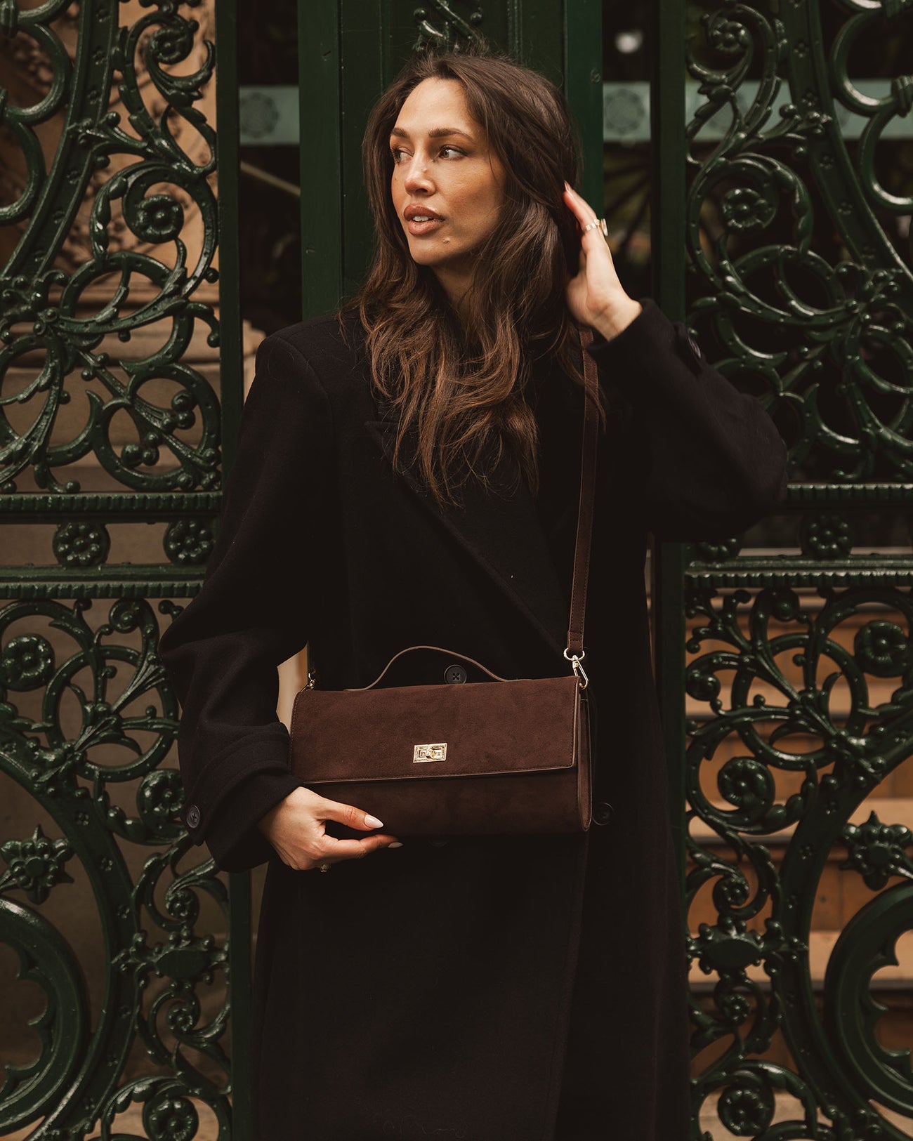 Delaney Suedette Clutch - Chocolate