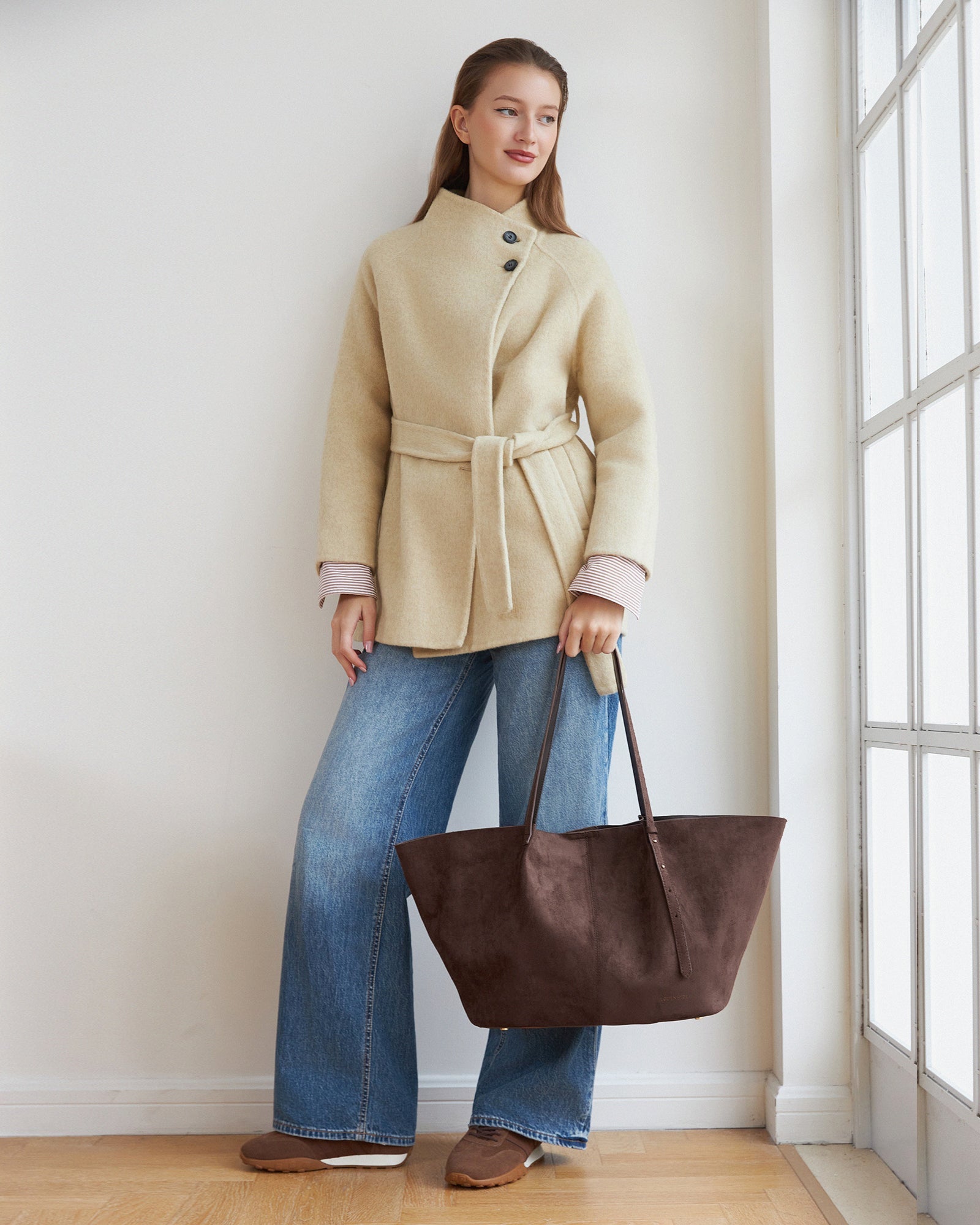 Sawyer Suedette Tote Bag Chocolate