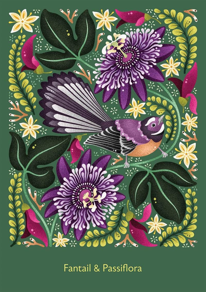 Catherine Marion - Fantail & Passiflora - Card