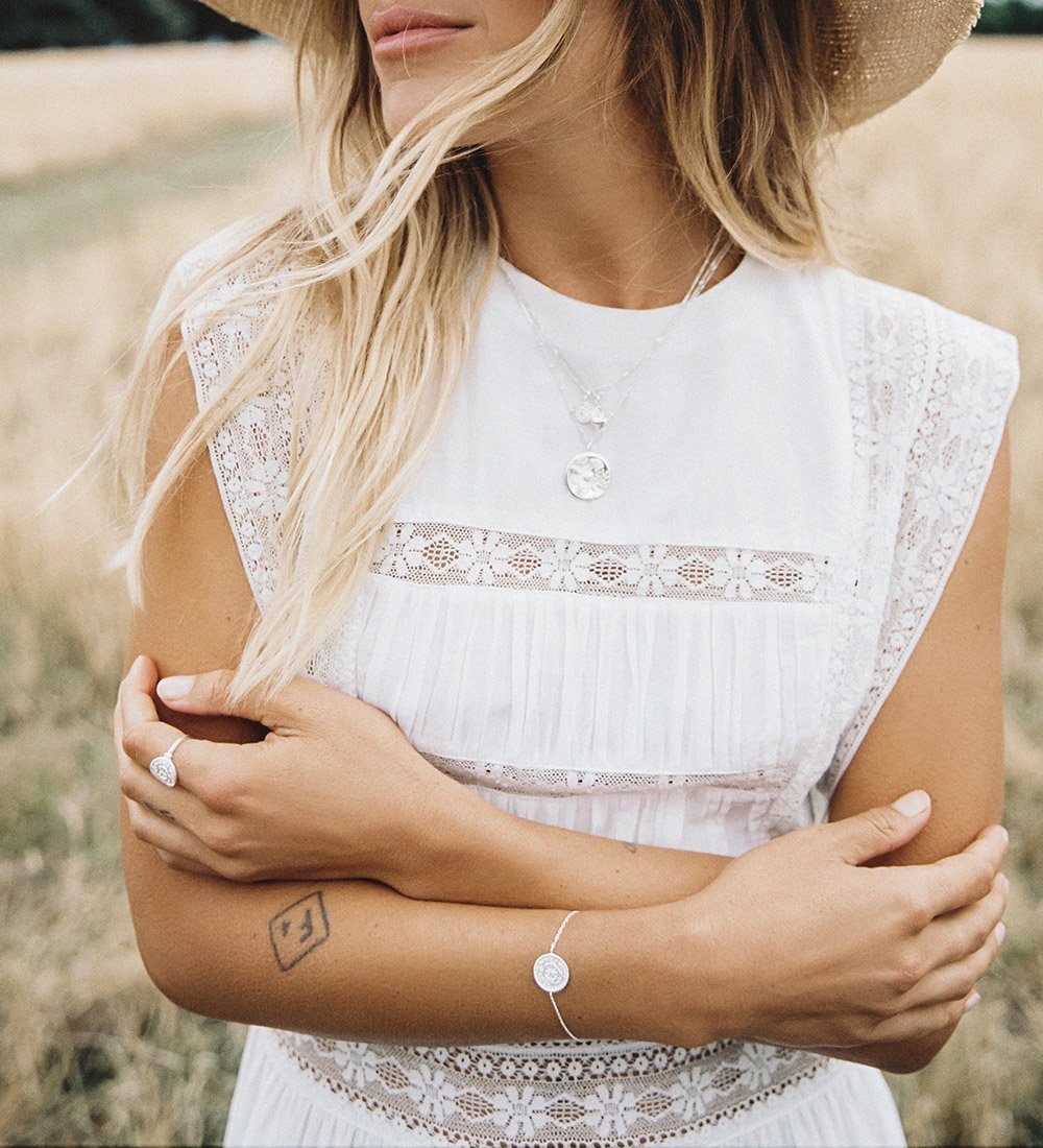 By the Sea Coin Necklace  (Sterling Silver )