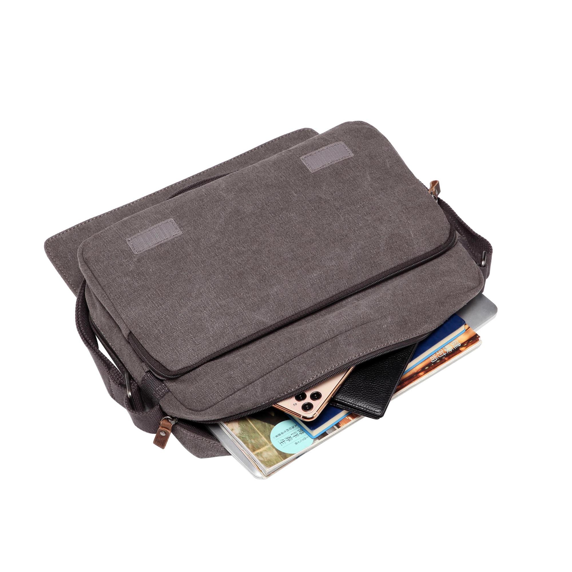 Classic 241 Small Flap  Front Messenger Bag - Charcoal