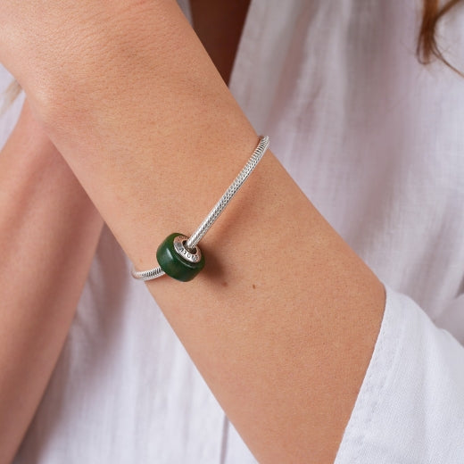 Pounamu NZ Greenstone - Greenstone - Bead Charm - Glass/Greenstone