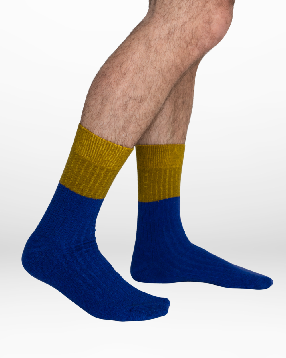 Possum Merino Wool DUNEDIN Socks, Royal Blue + Ecru Olive - Extra Large