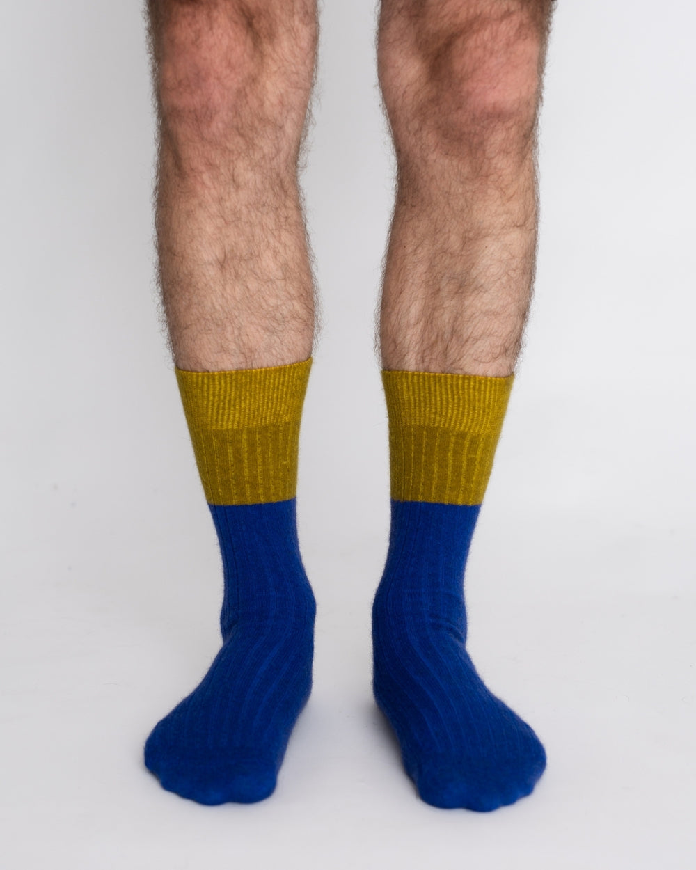 Possum Merino Wool DUNEDIN Socks, Royal Blue + Ecru Olive - Large