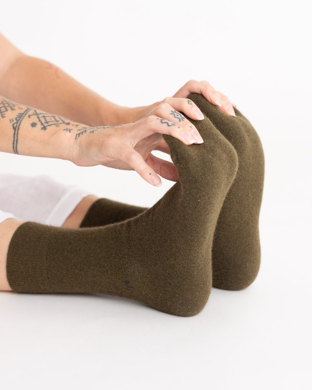 Possum Merino Wool HAMILTON Socks, Military Olive - Medium