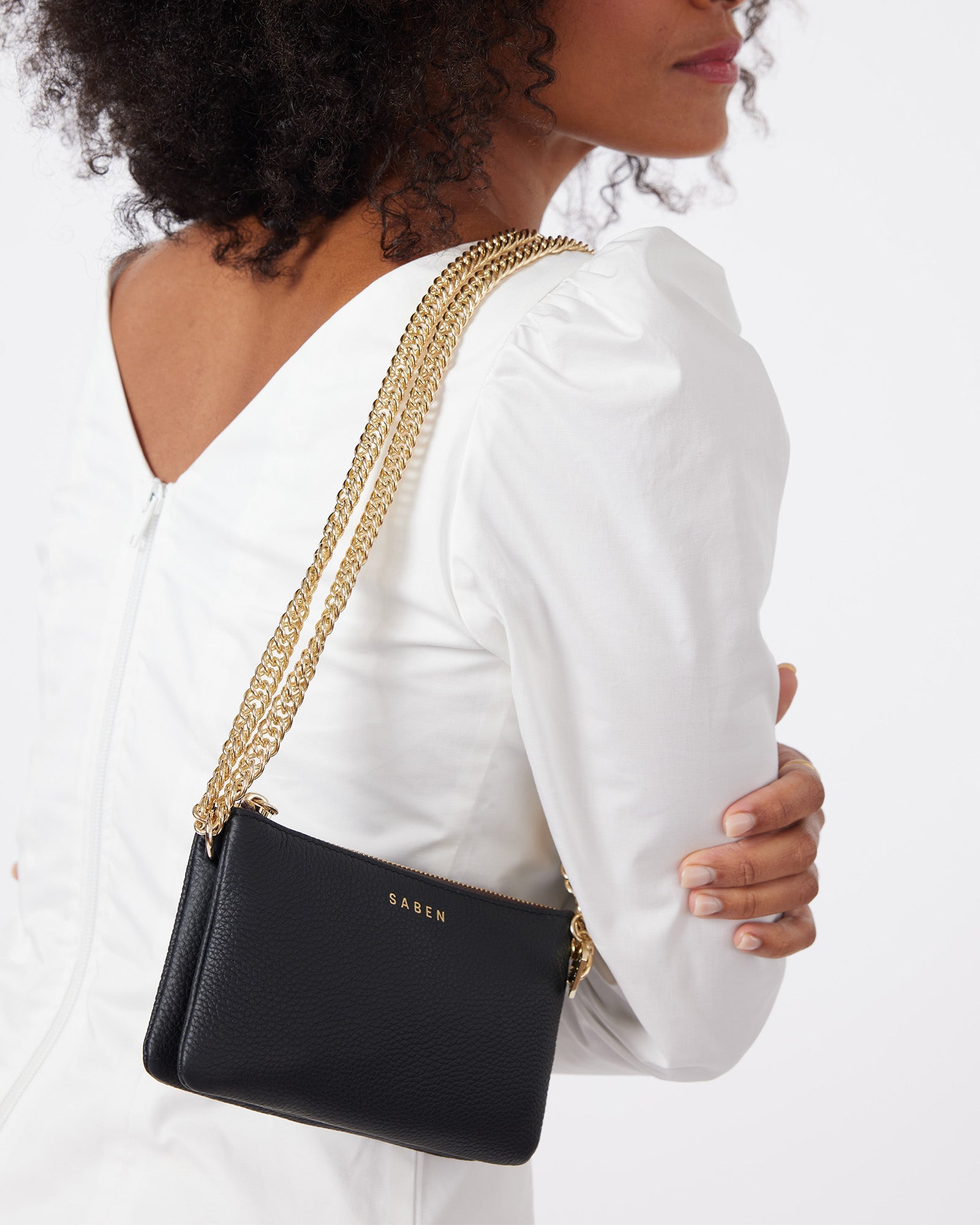 Lily Mini Bag - Black +  Gold Curb Chain Strap