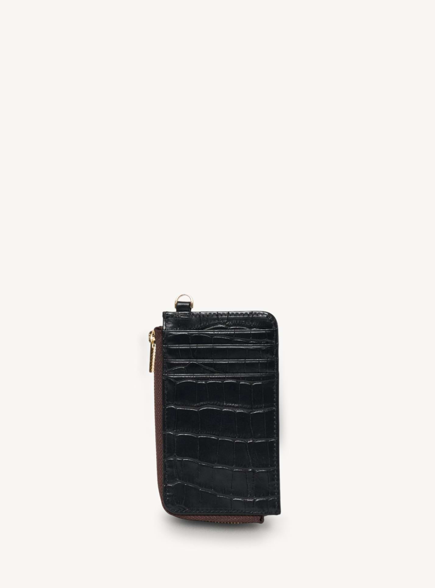 Winona Card Holder Black Croc