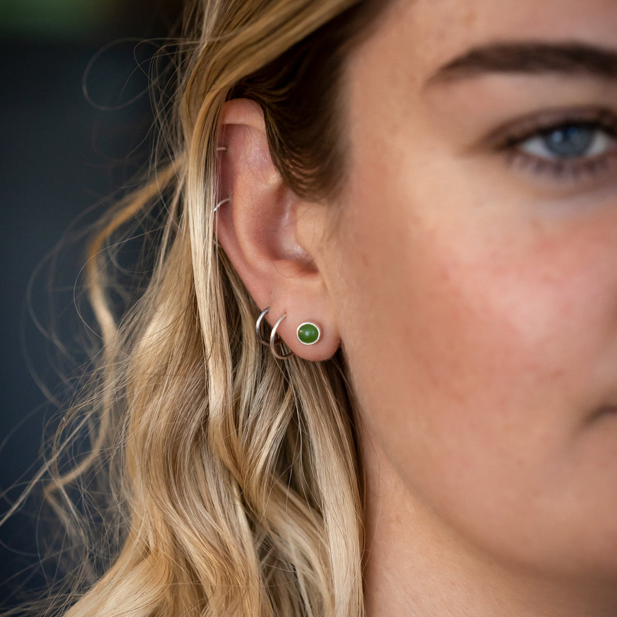 Pounamu Dot Studs - Sterling Silver