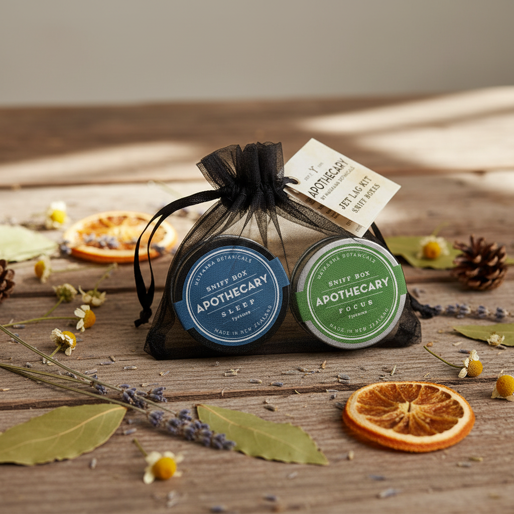 Apothecary Sleep and Focus Jet Lag Kit Bag