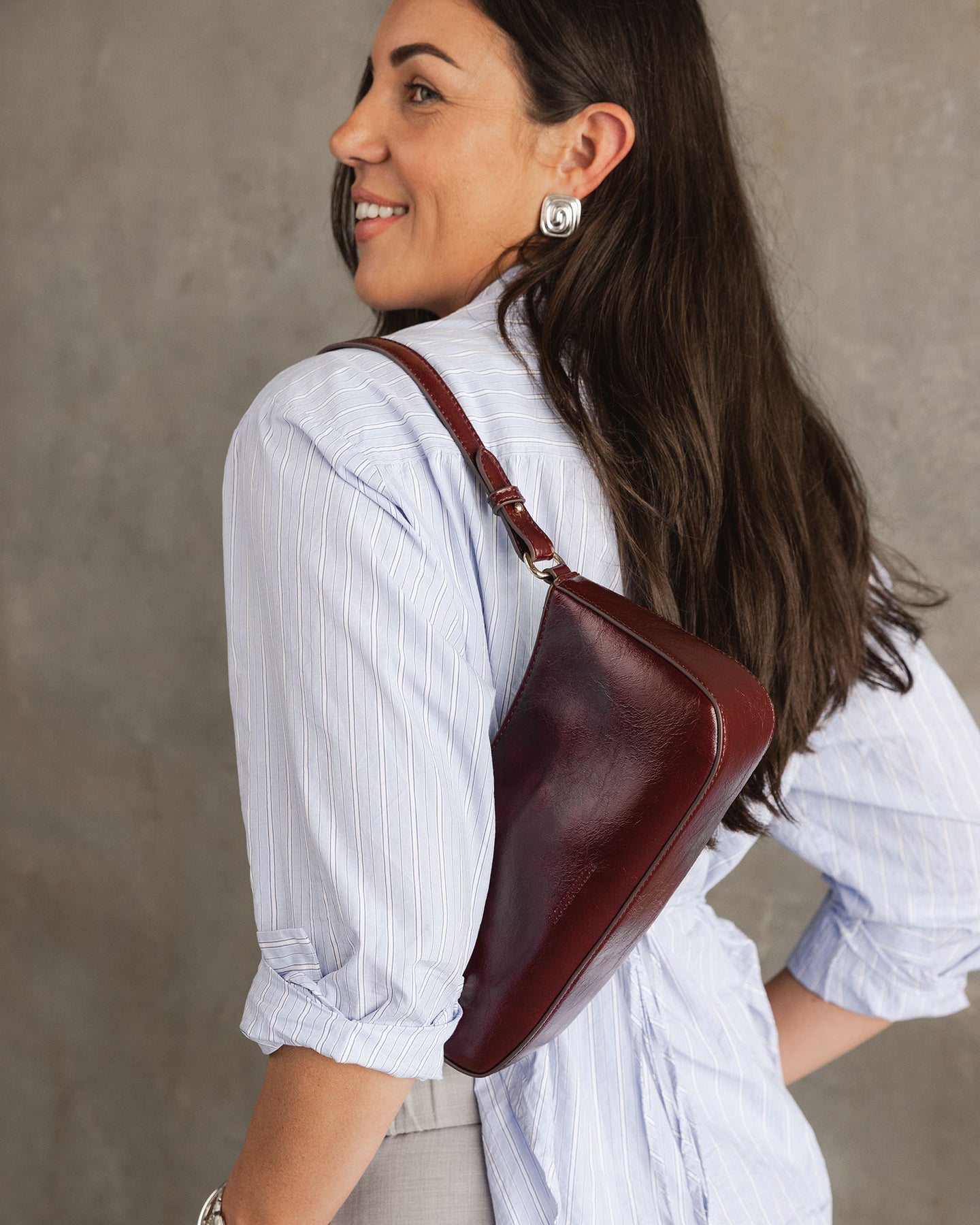Jacqueline Shoulder Bag - Burgundy Patent