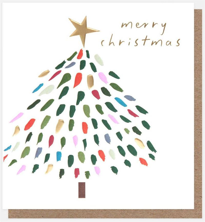 Caroline Gardner - Multi Dash Tree With Gold Star - Christmas Card