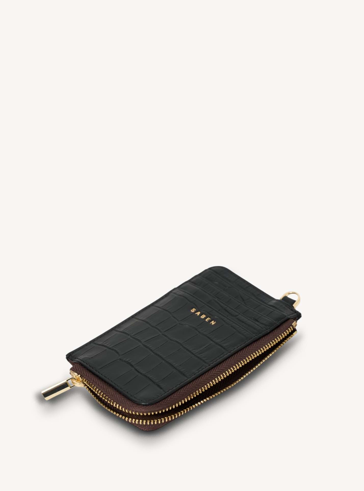 Winona Card Holder Black Croc