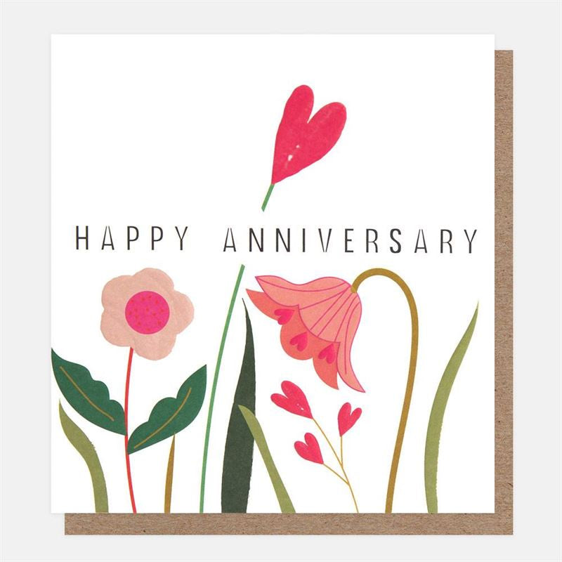 Caroline Gardner - Happy Anniversary Flowers & Hearts - Anniversary Card