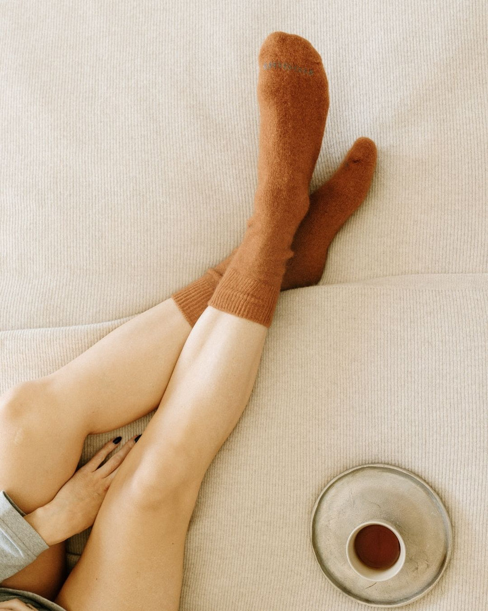 Possum Merino Wool PIHA Socks, Leather Brown - Large