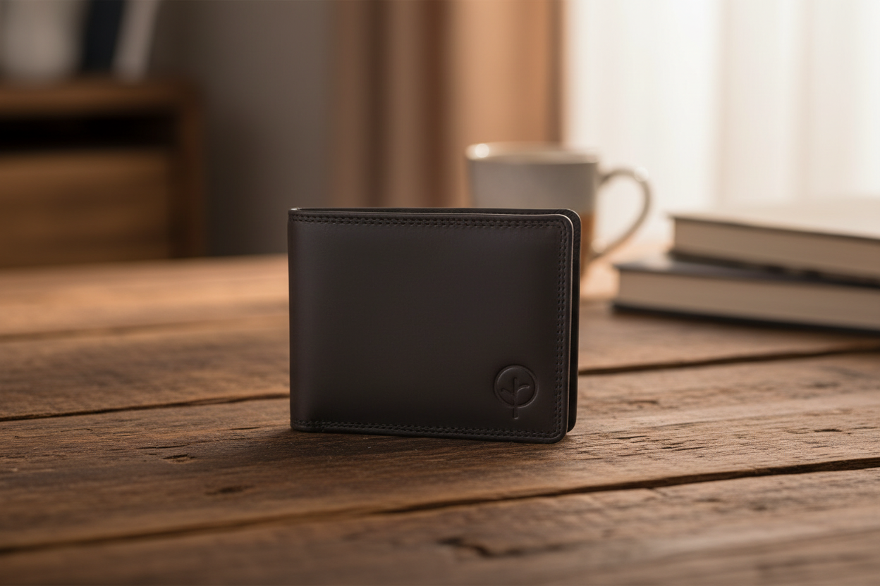 Leather Zip Around Wallet - Black