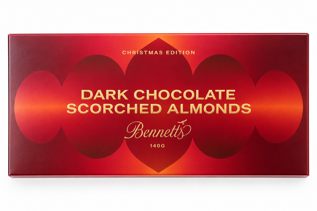 Bennetts Dark Chocolate Scorched Almonds – Christmas Edition 140g