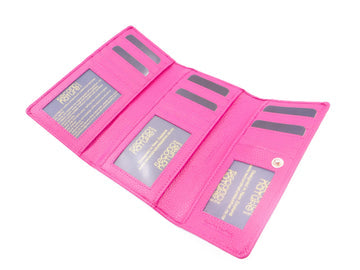 Second Nature Leather Tri-Fold Organiser Wallet – Fuchsia