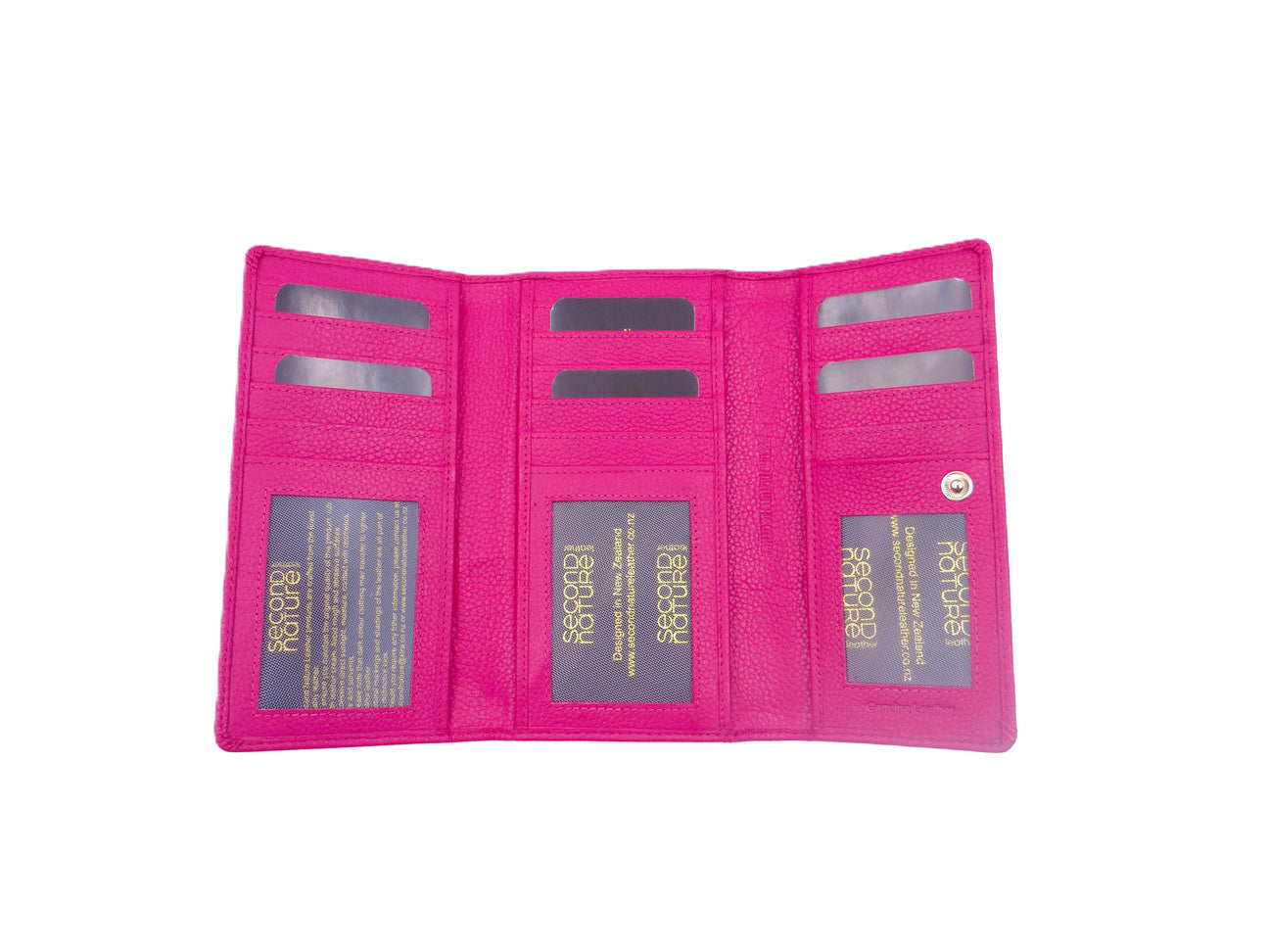 Second Nature Leather Tri-Fold Organiser Wallet – Fuchsia