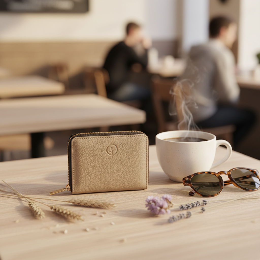 Leather Zip Around Wallet - Wild Oat