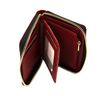 Leather Zip Around Wallet - Merlot