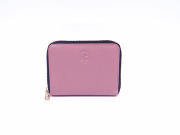 Leather Zip Around Wallet - Pink
