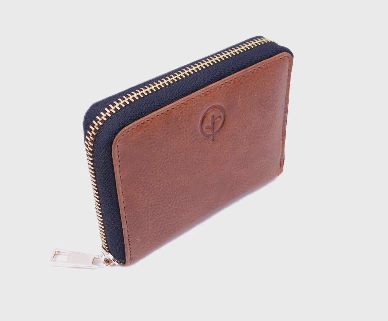 Leather Zip Around Wallet - Tan