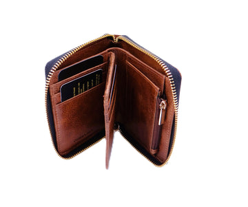 Leather Zip Around Wallet - Tan