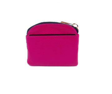 Small leather coin purse  - Fuchsia