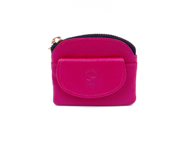 Small leather coin purse  - Fuchsia