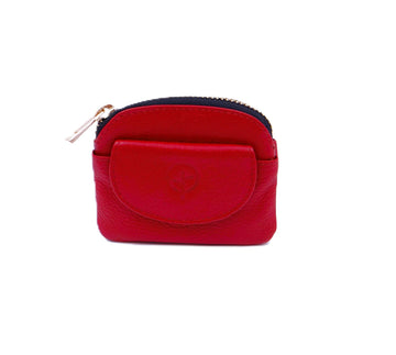 Small Leather Coin Purse - Red