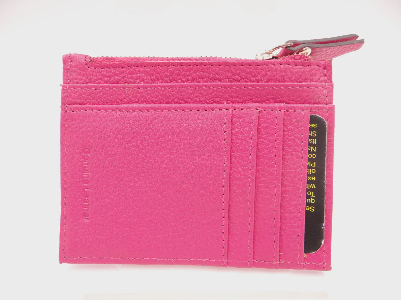 Leather Card & Coin Holder - Fuchsia
