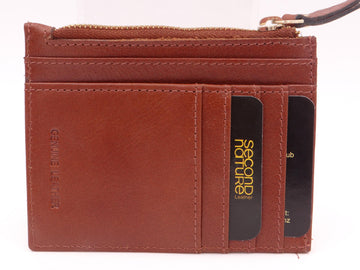 Leather Card & Coin Holder - Tan
