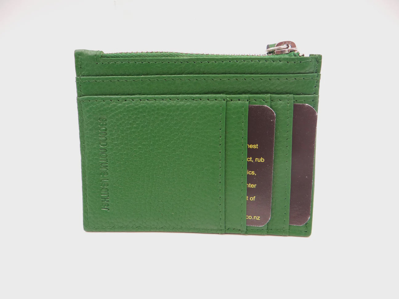 Second Nature Leather Compact Card Holder Wallet - Green Apple