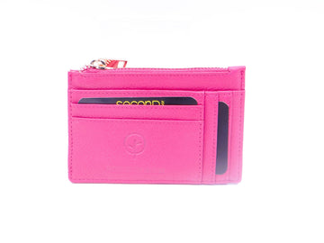 Compact Leather Wallet -  Fuchsia