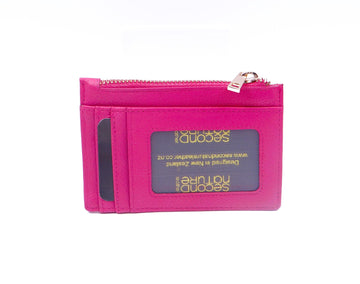 Compact Leather Wallet -  Fuchsia