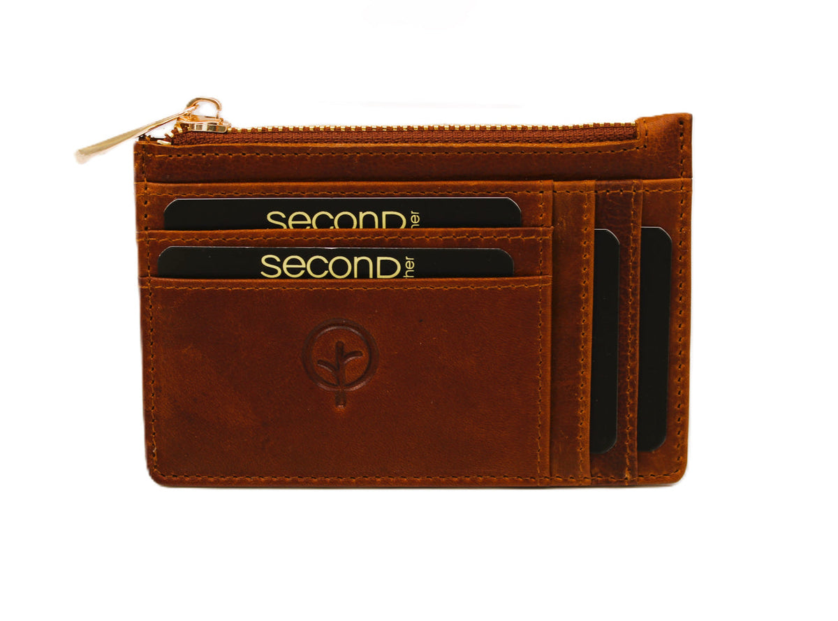 Compact Leather Wallet  - Tan