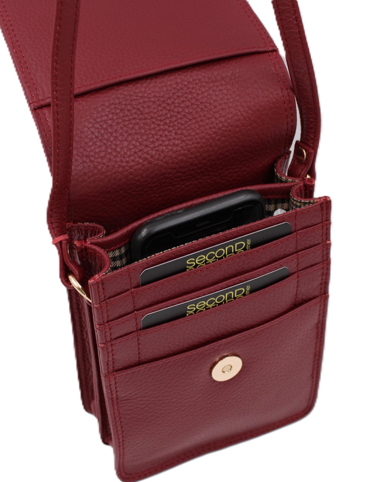 Leather Travel Crossbody Bag - Merlot