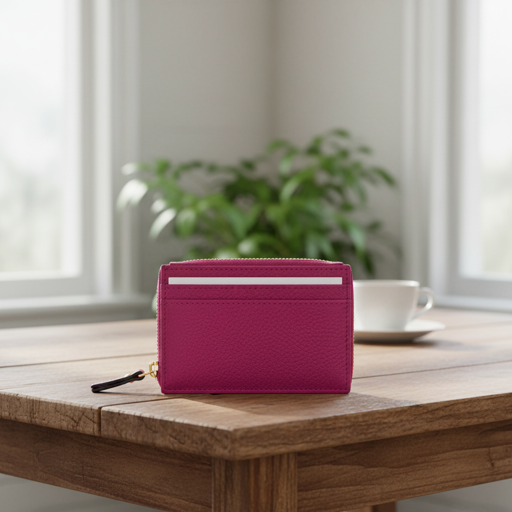 Second Nature Leather Compact Card Holder Wallet - Tango Red