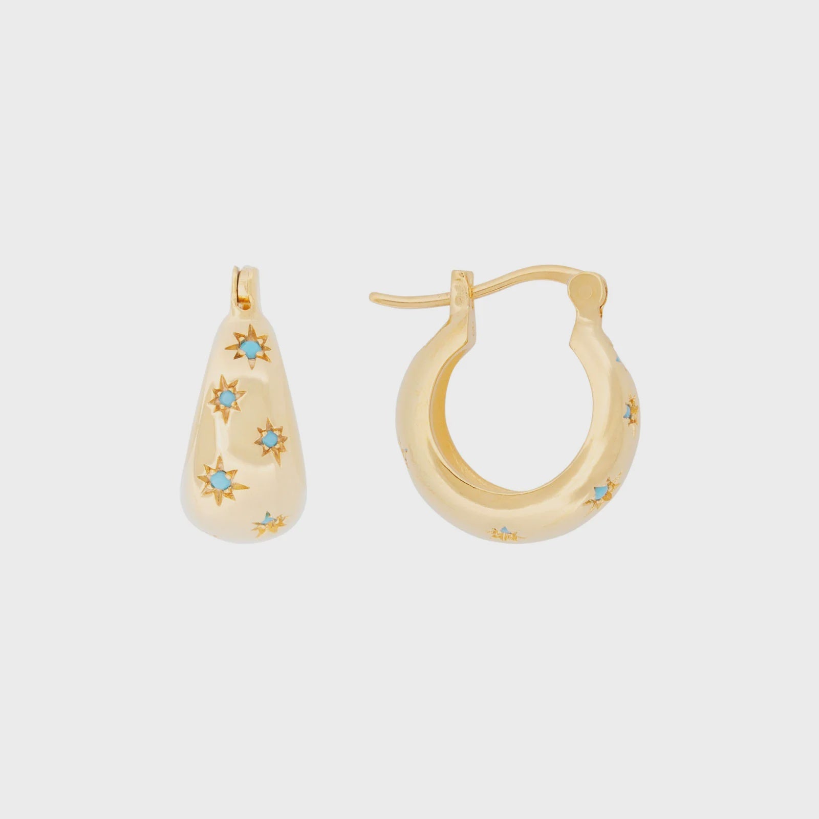 TURQUOISE STARBURST FLARED HOOPS