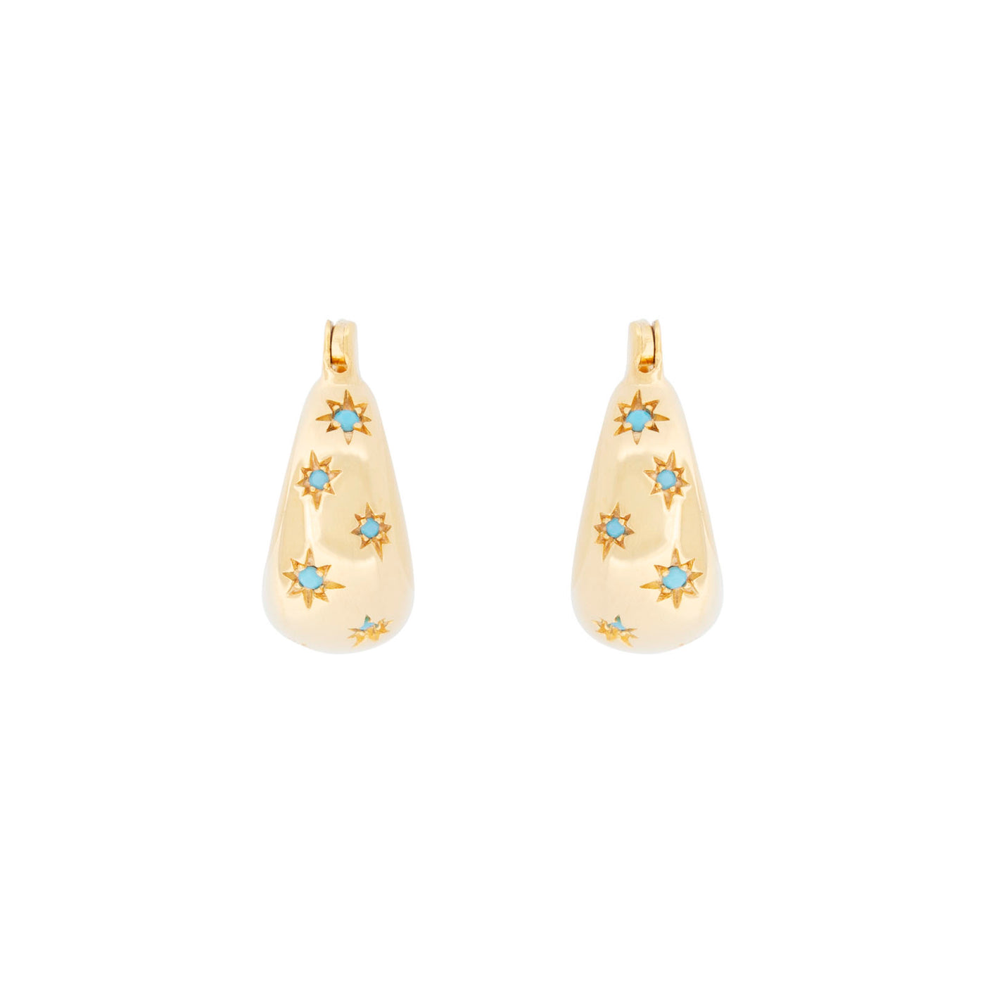 TURQUOISE STARBURST FLARED HOOPS