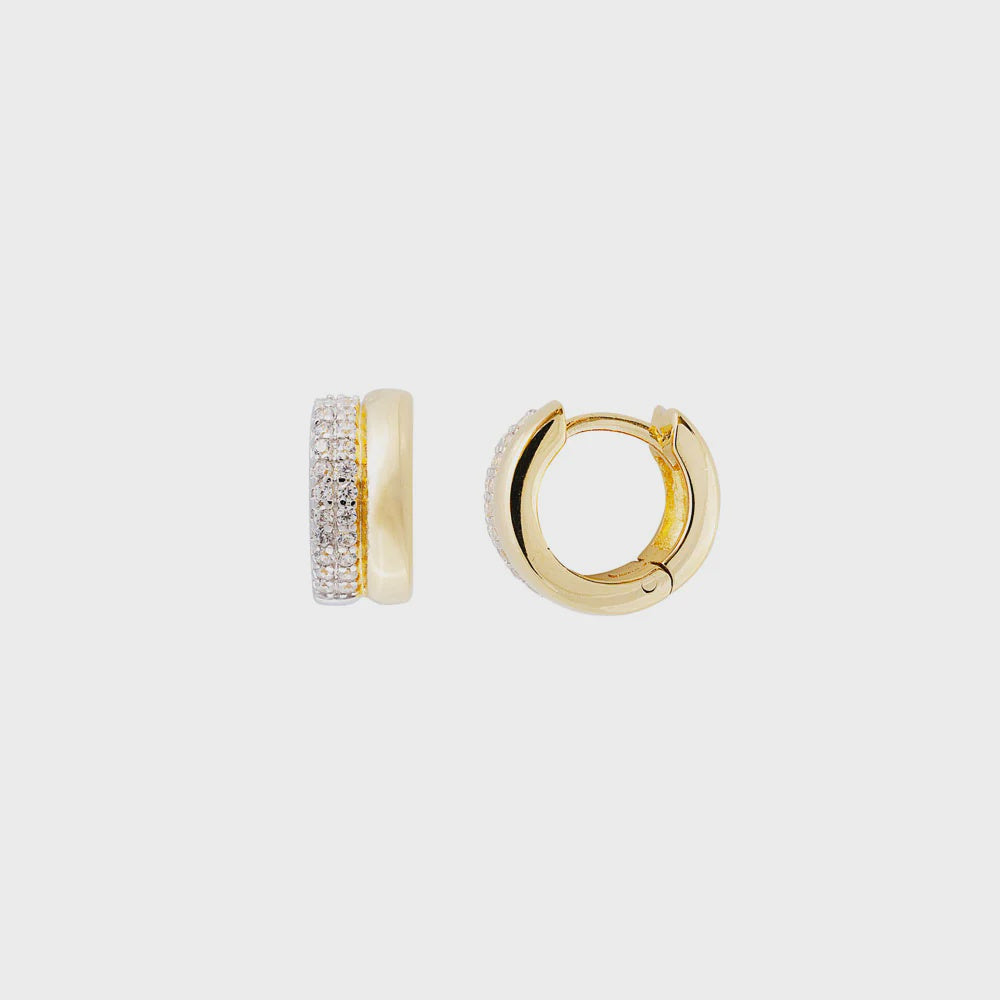Two-Tone Pave Huggies